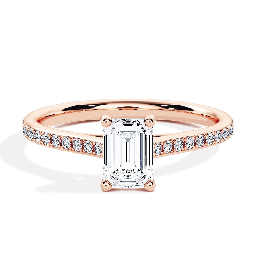 Engagement Ring Rose Gold - 0.50ct Diamonds - Model N°3015 Emerald, Pavé